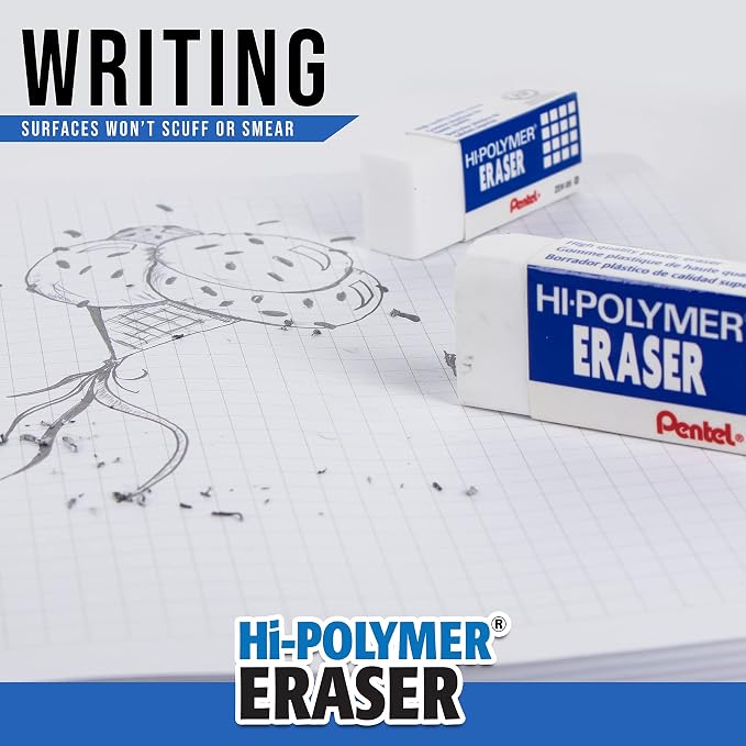 Pentel Hi-Polymer Block Eraser, Small, 3 Pack (ZEH05BP2F)