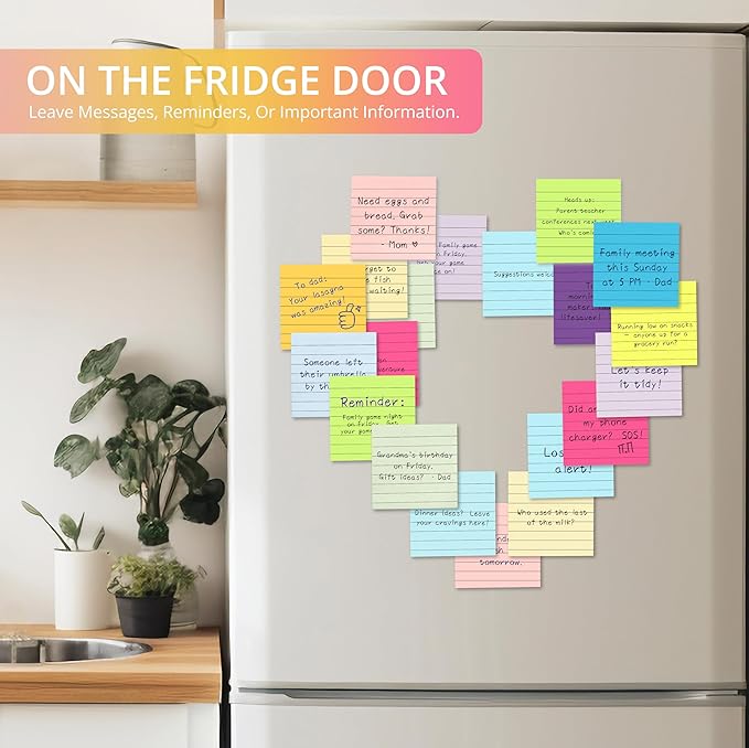 Lined Sticky Notes, 36 Pads, 3x3 Inches Self-Stick Note Pads, Perfect for Office, Study, and Daily Life Organization - Bright