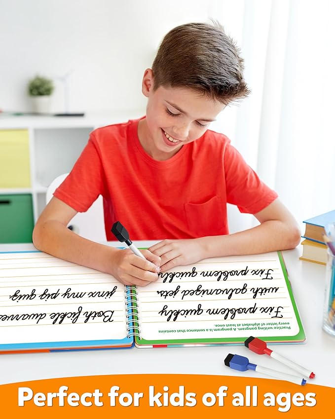 Coogam Magic Practice Copybook for Kids Age 3-12, Dry-Erase Writing Practice Book - Cursive Handwriting Aid With Alphabet Nmubers Words Sentences for Children and Beginners