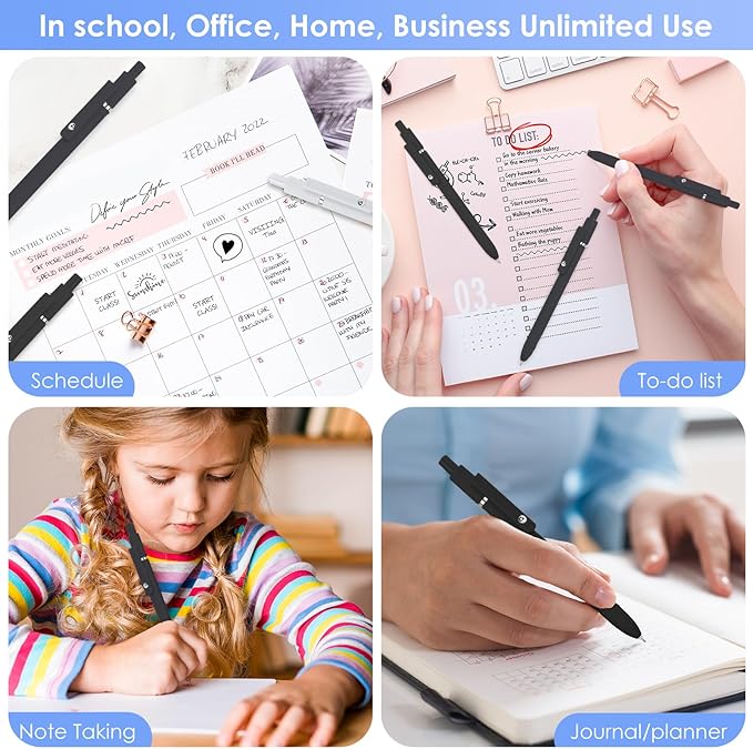 Gel Pens, 6PCS 0.5mm Black Ink Fine Point Pens With Smooth Writing, Office Supplies, Anniversary Birthday Gifts for Men Women, Quick Dry Pen For Journaling, Nurse Aesthetic Pen (Elegant Black)