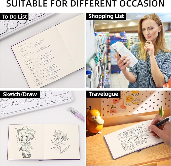 BOBO RABBIT 3 Pack Mini Blank Notebooks Pocket Sized Journal Notebook 4x4 Blank Paper 200 Pages Small Soft Leather Sketchbook Journal Cartoon Capybara Pattern for Drawing Travel Classroom Student