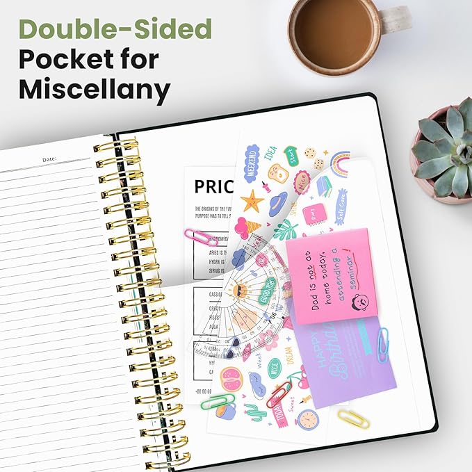 Large Spiral Notebook with Dividers & Tabs, 8.5" x 11" Hardcover 5 Subject Notebook for Work, 280 Pages, College Ruled, Cute Journal for Women, Perfect for Study & Office Note Taking, Enchanted Grove