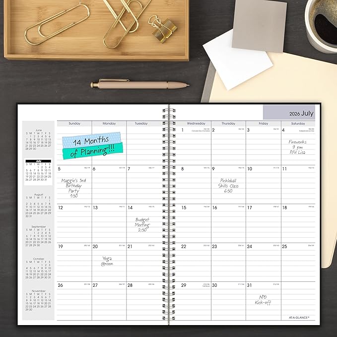 AT-A-GLANCE Academic Planner 2026-2027, Monthly, 8" x 12", 14-Month, DayMinder, Black (AY200)