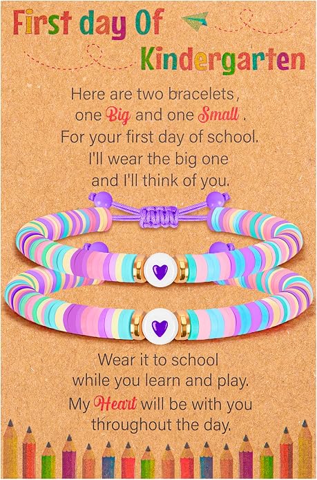 Back to School Supplies, First Day of Kindergarten Bracelet, Back to School Bracelet Mommy and Me, Prek Matching Wish Bracelets Set, Adjustable Bracelet for Boys Girls Gifts Stuff Bulk