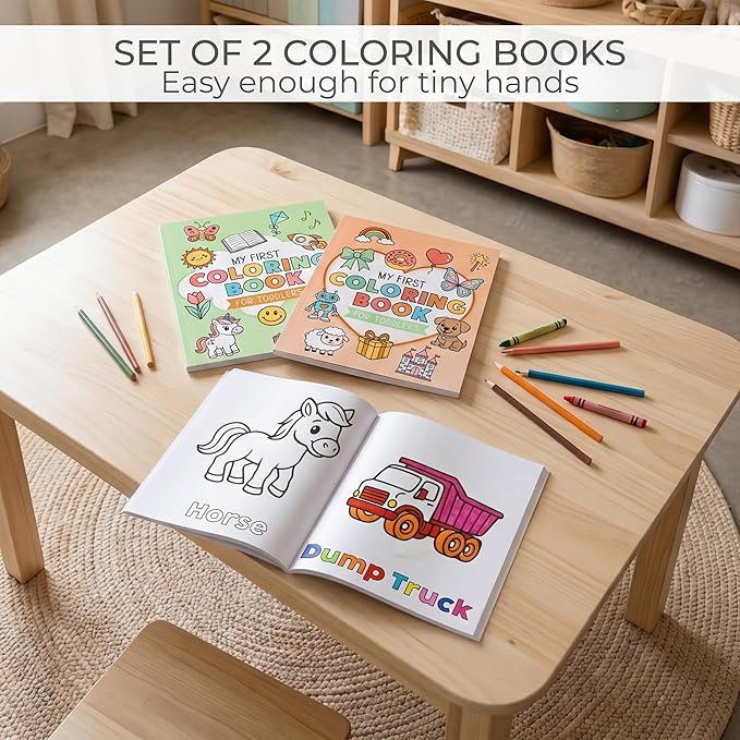 ZICOTO Fun Coloring Book for Toddlers - Set of 2 Cute My First Toddler Coloring Books with Big Simple Designs - Easy Learning Activity Book for Kids, Boys and Girls to Keep Little Ones Engaged