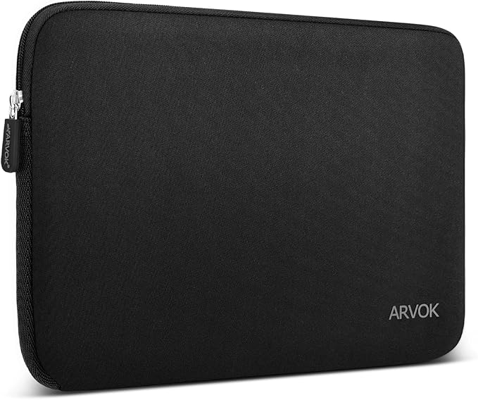 Arvok 11 11.6 12 Inch Laptop Sleeve Case for MacBook Air 12, Water-Resistant Neoprene Notebook Computer Tablet Sleeve, Carrying Bag Cover for Chromebook/HP/Dell/Lenovo/Asus/Acer, Black
