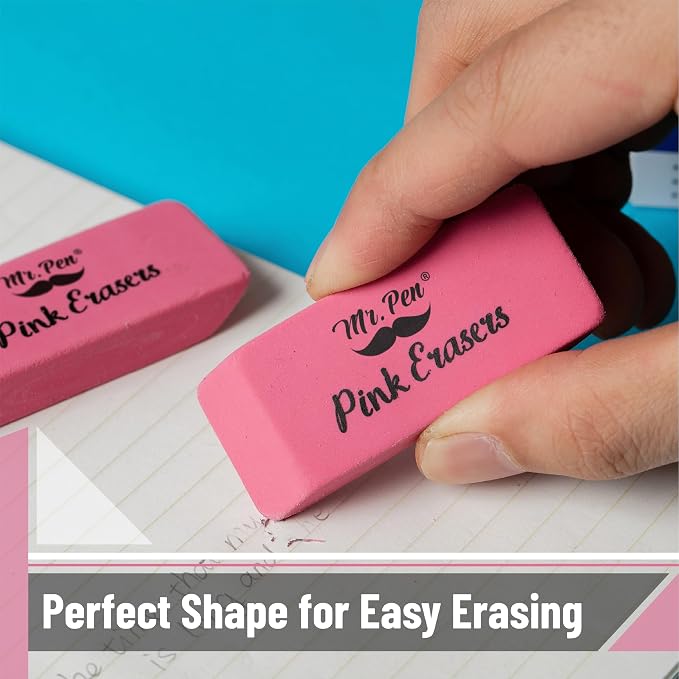 Mr. Pen- Pink Pencil Erasers Bulk, 100 Pack