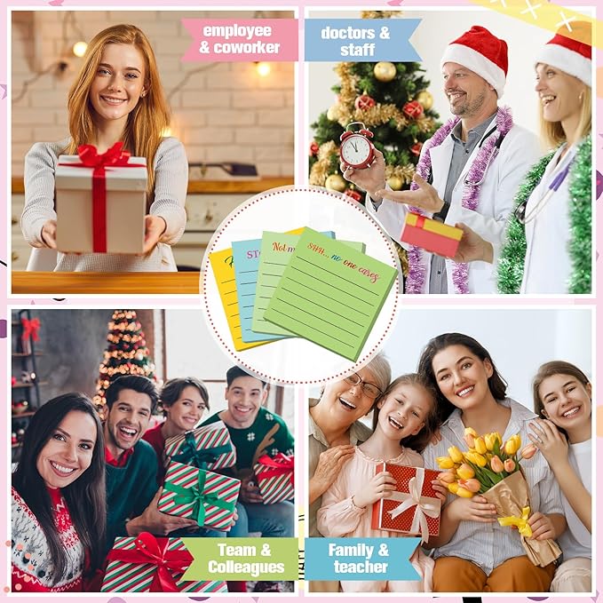 Yinder 24 Pcs Inspirational Sticky Notes Cute Motivational Sticky Notes Pad End of Year Employee Appreciation Gifts Bulk for Teacher Nurse Coworkers Office Supplies 3 x 3'' (Funny,Bright Color)