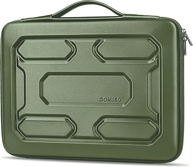 DOMISO 13.3 inch Laptop Sleeve with Handle Shockproof Computer Bag Waterproof EVA Protective Carrying Case for 13-13.3 inch Notebooks/13 MacBook Air/MacBook Pro Retina/Dell XPS 13/HP,Green