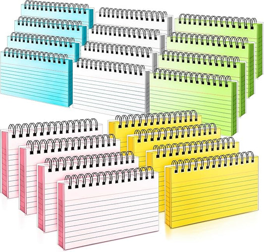 Colorful 1000 PCS Spiral Index Cards 3x5 Inch Flash Cards with Ring Lined Note Card Book Flashcards, Colored Ruled Card Pad Index Note Books 3 x 5 Notecards for Studying School Office Supply