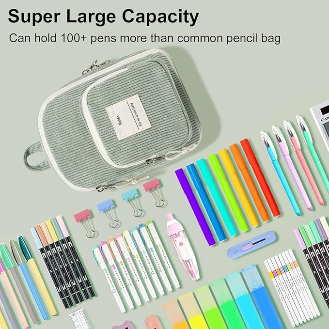 LEDAOU Pencil Case Cute Zipper Pencil Pouch Large Capacity Pencil Bag Organizer School Supplies for Girls Boys Kids