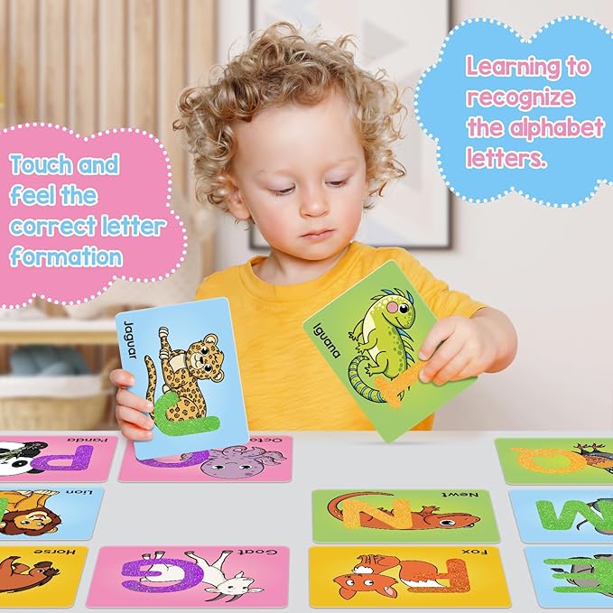 Broytain Sandpaper Letters Cards for Toddlers 3+,Word Games,Speech Therapy Toys for 3 4 5,Sensory Products, Educational Flash Cards,Learn Animals and Others