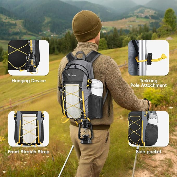 Seektop Packable Waterproof Hiking Backpack, 20L Lightweight Daypack | Tear-Resistant Nylon Material, Multi-Compartment Storage, Ultralight Small Foldable Travel Hiking Daypack for Men & Women