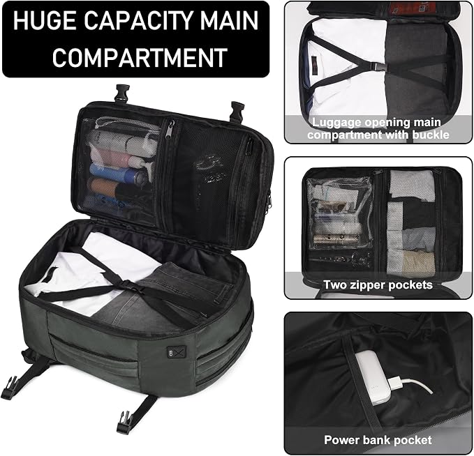 ECOHUB Travel Backpack 18x14x8 Frontier Airlines Personal Item Bag Gray | Carry On Backpack with 13 Pockets, Casual Daypack for Men Women Airline Approved Water Resistant Back pack with Charging Port