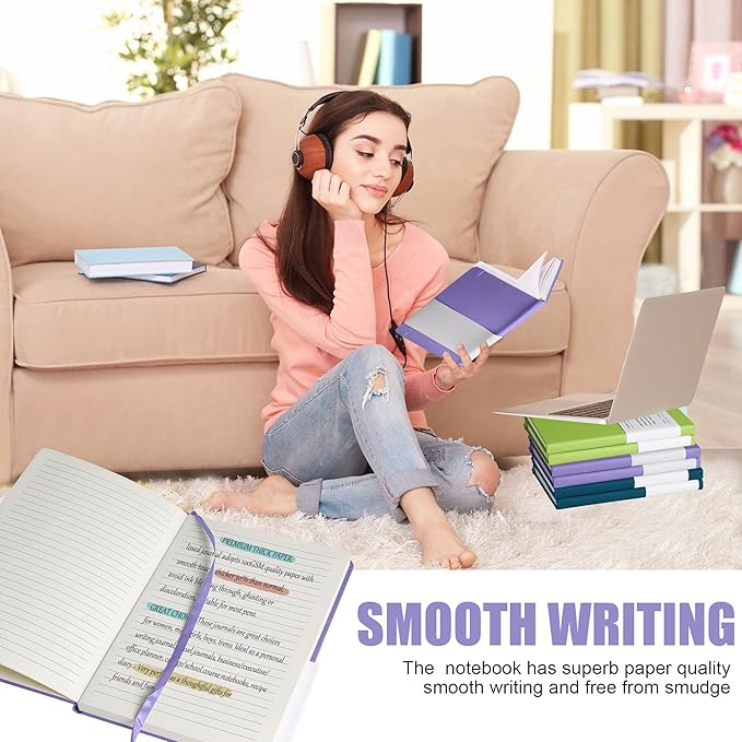 Lined Journal Notebook, 10Pack Hardcover Notebook for Men & Women – Journals for Writing, Work, School, Home & Daily Notes, 160 Pages – Medium A5, 5.7"x8", 100 gsm Thick Paper (Mauve)