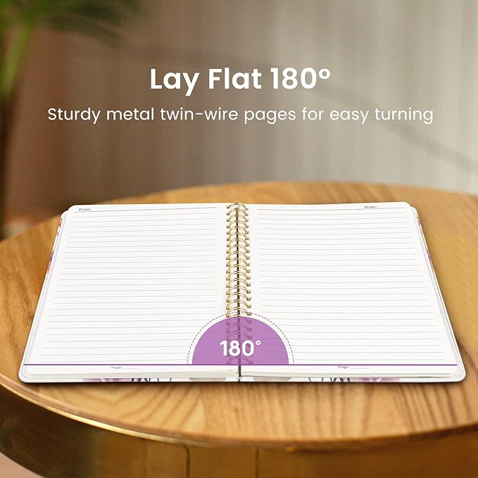 Taja Lined Spiral Journal Notebook for Women, A5 Cute College Ruled Hardcover Notebook for Work & Note Taking, Pretty Journal for Writing, 140 Pages, Painted Bloom
