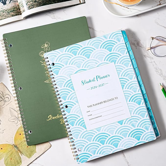 Student Planner 2026-2027 - School Planner 2026-2027, JULY 2026 - JUNE 2027, 9” x 11”, Weekly and Monthly Planner with Holidays, Tabs, Pocket, 3-Hole Punched Academic Calendar