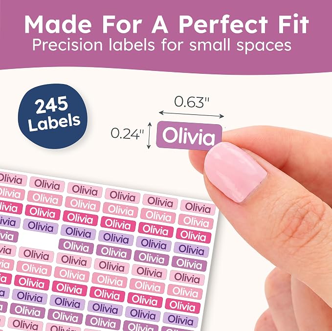 Small Custom Name Labels for Kids (245 Stickers) - Personalized & Waterproof Labels for School Supplies, Daycare, Sleepaway Camp & Clothing Tags - Dream