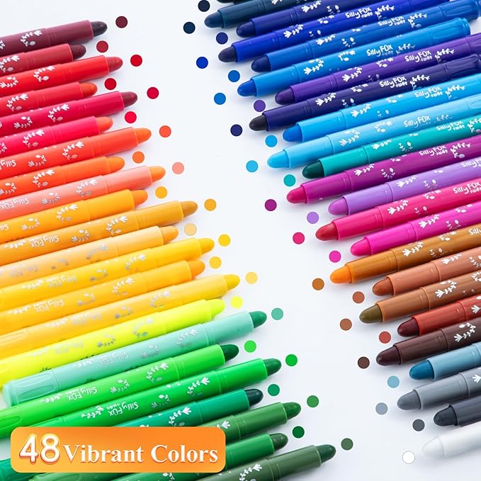 M&G Washable Tempera Paint Sticks, 48 colors Solid Tempera Paint Set with 1 paint brush for artists, Super Quick Drying, Works Great on Paper Wood Glass Ceramic Canvas