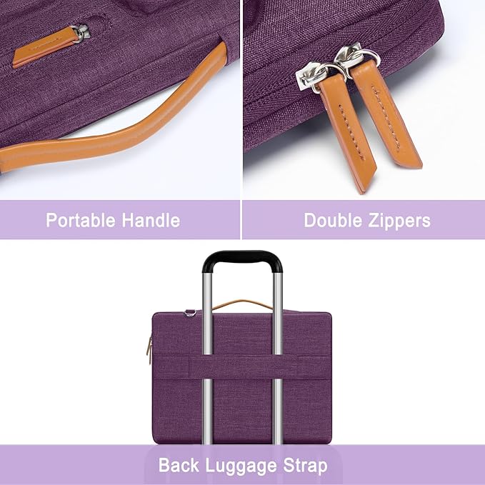 MOSISO 360 Protective Laptop Shoulder Bag,15-15.6 inch Computer Bags Compatible with MacBook Pro 16 inch, HP, Dell, Lenovo, Asus Notebook,Side Open Messenger Bag with 4 Zipper Pockets, Argyle Purple