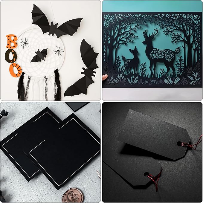 Black Cardstock Bulk 100 sheets, 12” x 12” Cardstock Construction Paper,180 GSM/62lb Card Stock Printer Christmas Paper for Scrapbooking Diy Crafts Card Making