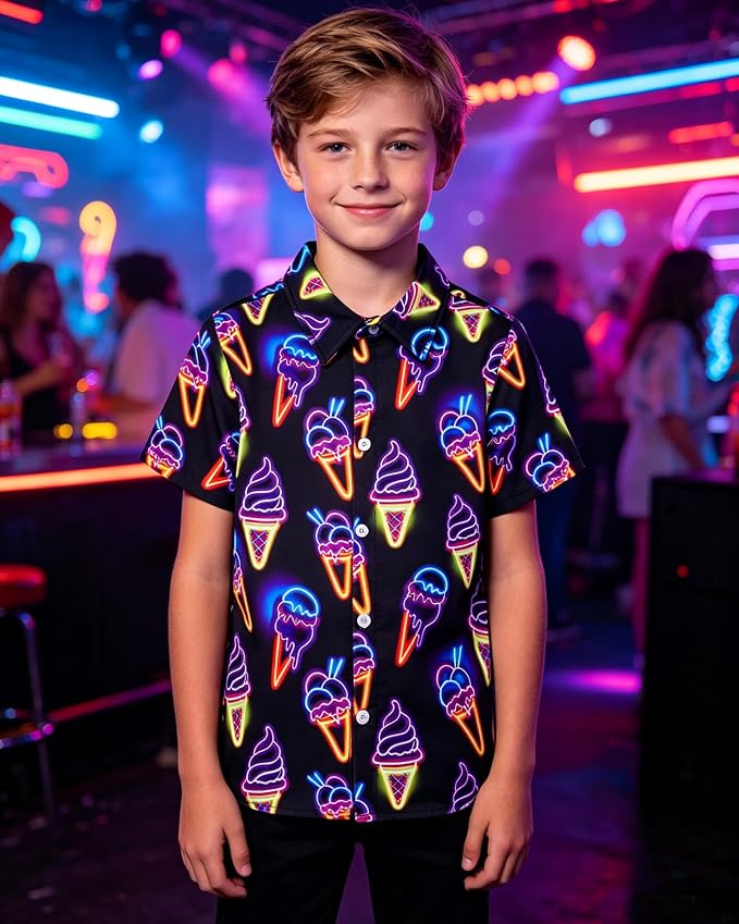 Enlifety 2-10T Kids Hawaiian Shirt Boys Short Sleeve Button Down Shirts Hawaii Summer Casual Blouse