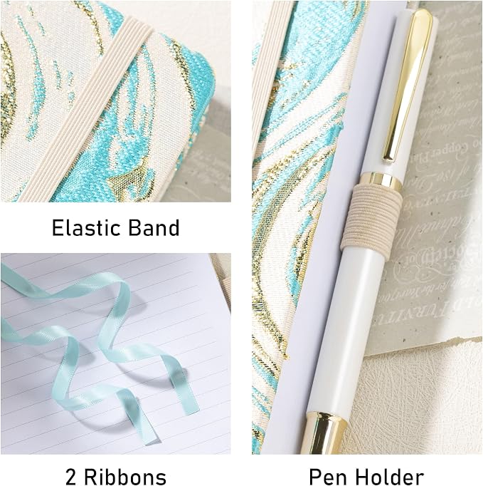 MGGAO Lined Journal Notebook, A5 Fabric Journal for Women Men
