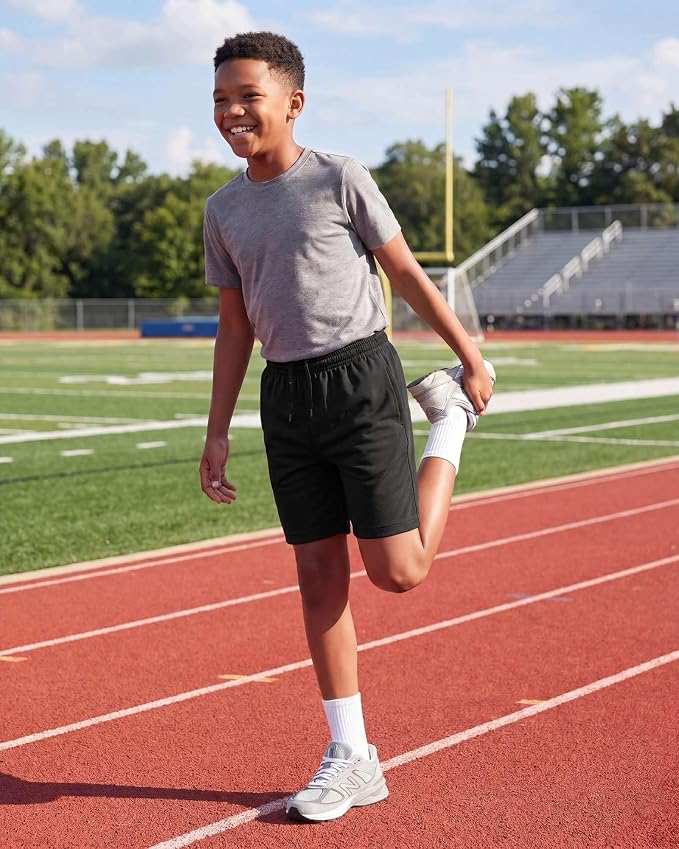Real Essentials 5 Pack: Boys' Mesh Basketball Athletic Shorts with Pockets – Teen Kids Youth Quick Dry Soccer Running Gym