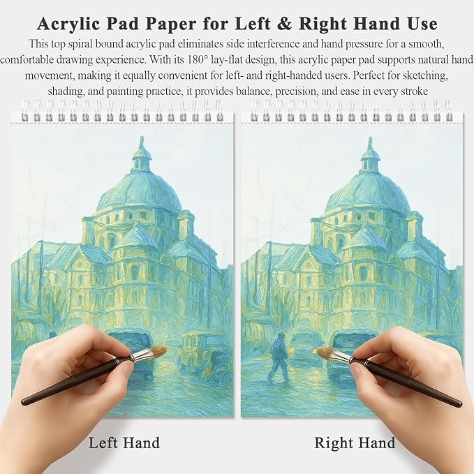 Fuxi Sketchbook for Acrylic Paint, 9x12 Inch, 246lb/400GSM Paint Paper for Acrylic Painting | 20 Sheets (40 Pages) Paper for Paint Pens, Painting Supplies for Artists.