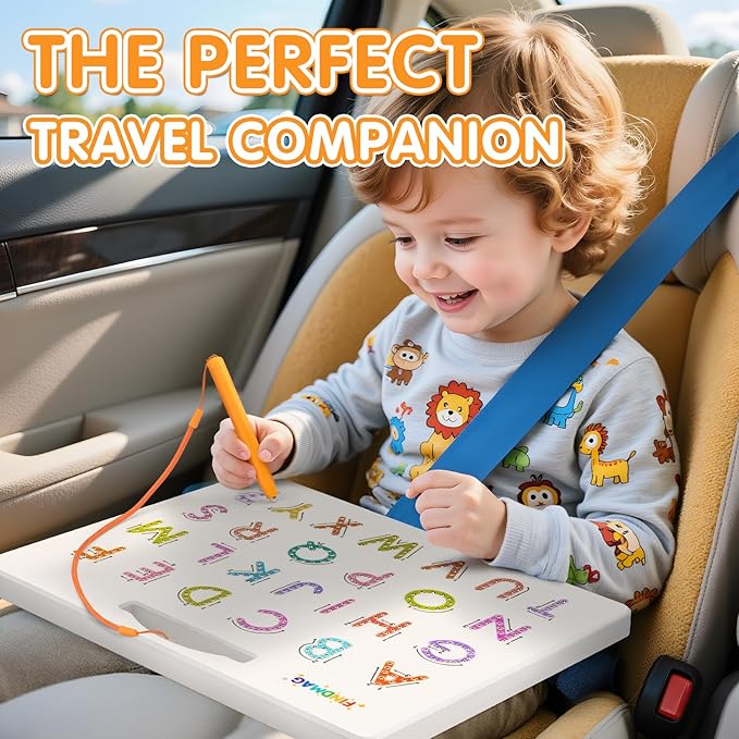FINDMAG Magnetic Alphabet Board, 2 in 1 Magnetic Letter Drawing Board for Toddler, Double Sided Letter Tracing Boards Preschool Handwriting Learning Tools, Reusable Educational Learning Gifts for Kids