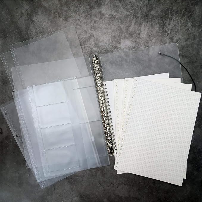 Zelten Refills/Loose Leaves for B5 Cover Ring Binder/Personal Organizer/Planner(B5 26 Holes, Cover with Pages and Pouches Set)