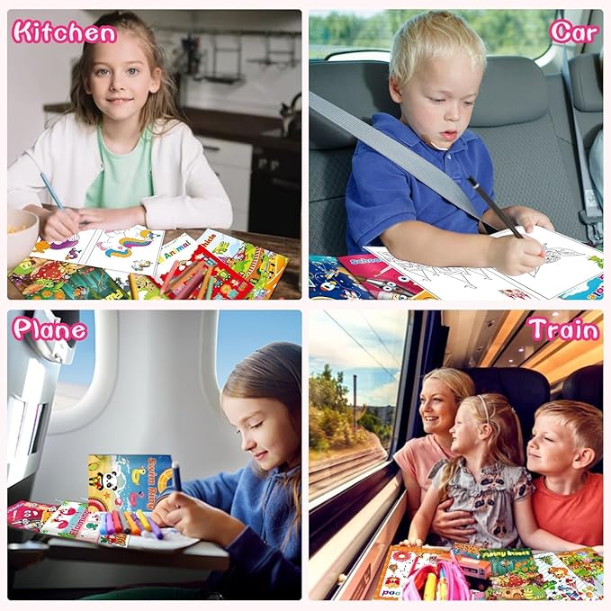 Kalysky 24 Pack Mini Coloring Books for Kids Ages 4-8 (7 * 5.1in), Party Favors Bulk Coloring Books for Toddlers 1-3, 288 Different Illustrations, Birthday Goodie Bags Stuffers for Boys Girls