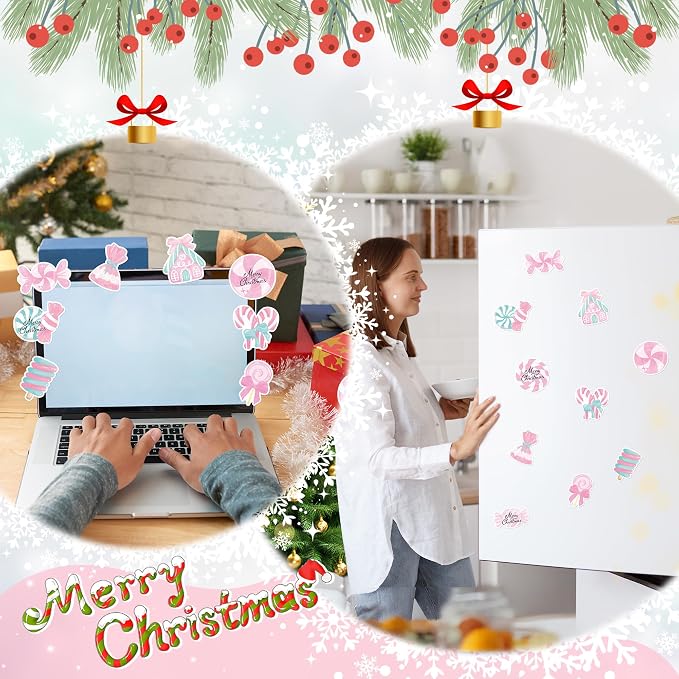 Xqumoi 30 Pack Christmas Pink Candy Sticky Notes - Xmas Sweet Lollipop Self Sticky Notepads Self-Adhesive Writing Memo Pads Office School Supplies Birthday Party Favors Gift Goodies Bag Fillers