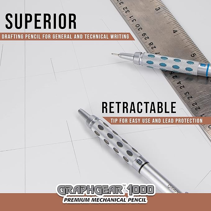 Pentel GraphGear 1000 Automatic Drafting Pencil (0.3mm), Black Accents, 1 Each (PG1013G)