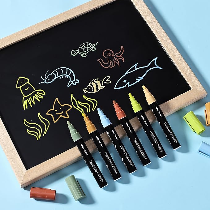 Mr. Pen- Chalk Markers, 6 Pack Assorted Colors, 8 Labels, Chalkboard & Glass Markers, Liquid Chalk Pens, Erasable