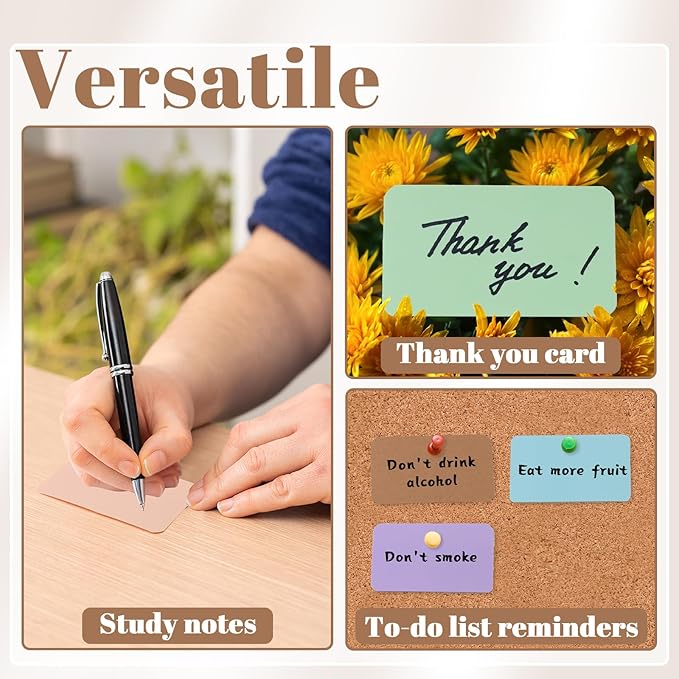 800 Pieces 3.5" x 2.1" Index Cards, Thick Blank Flash Card for Studying, Double Side Colored Note Cards Flashcards for Art Sketching Writing Recording Home Office Supplies (8 Colors)