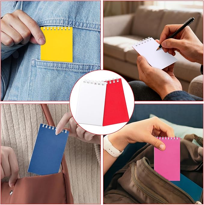 Hooqict 24 Pack Small Spiral Notebook Mini Pocket Notebooks Colorful Notepads Memo Note Pads for Kids, Party Favors, Office, Classroom School Supplies, 3.9 x 2.4 Inch
