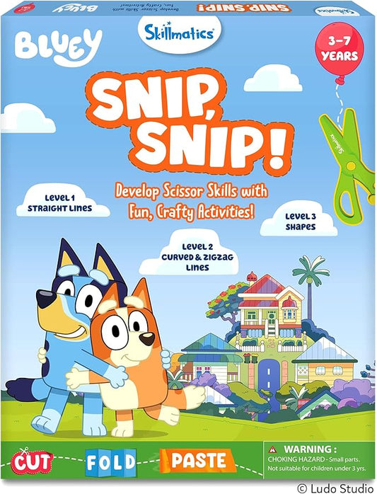 Skillmatics Bluey Scissor Skills Activity Book - Snip Snip, Preschool Cutting & Creative Activities, Felt Craft Kit, Fine Motor Skills Toys, Gifts for Boys & Girls Ages 3, 4, 5, 6, 7