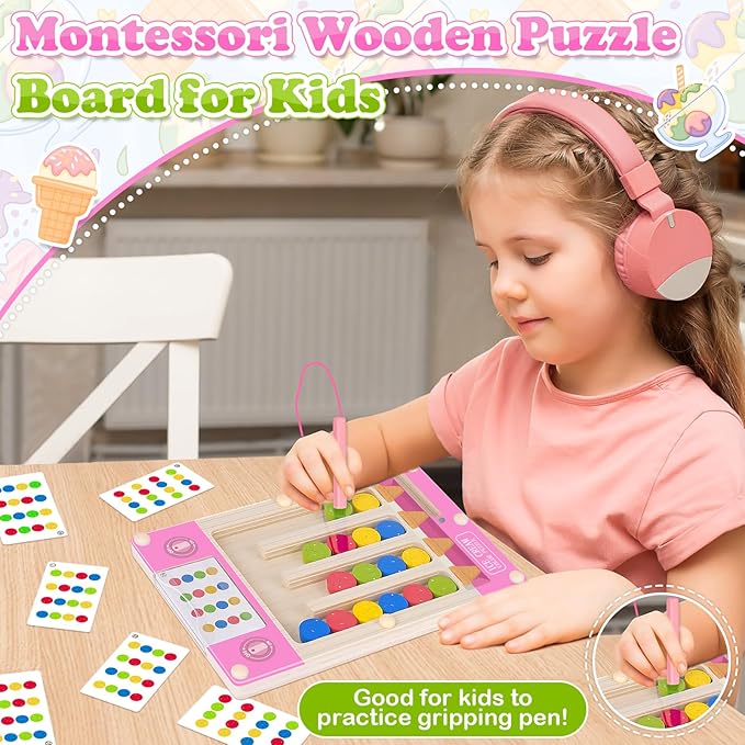 Magnetic Puzzle Toys for 3 4 5 Year Old Girl, Montessori Travel Activities for Kids Age 4-6 Year Old Girl Gifts, Wooden Sensory Toys for 3-4-5-6 Year Old Kids With Autism Learning Toy for 3+ Year Old