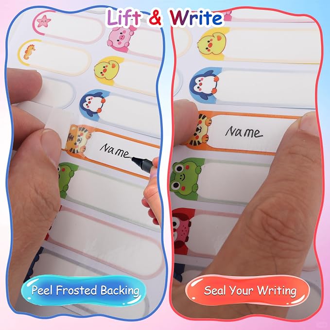 Name Labels for Kids Stuff Daycare, Labels for School Supplies Waterproof Name Tag Stickers, 320 Pcs Washable Bottle Labels, Self-Adhesive Tag Stickers for School Essentials, Self-Laminating Write-on