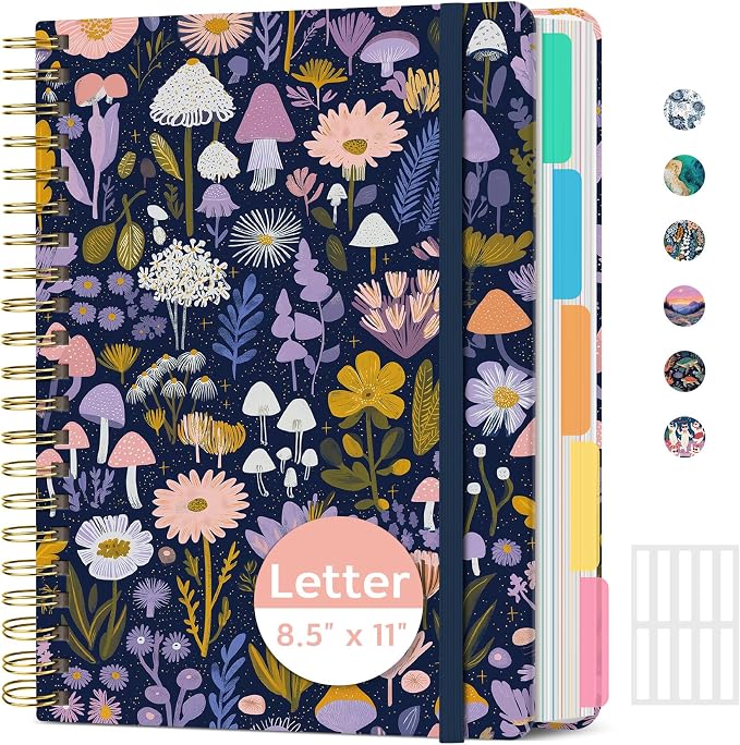 ZOTIA Large Spiral Notebooks for Work 5 Subject with Removable Dividers
