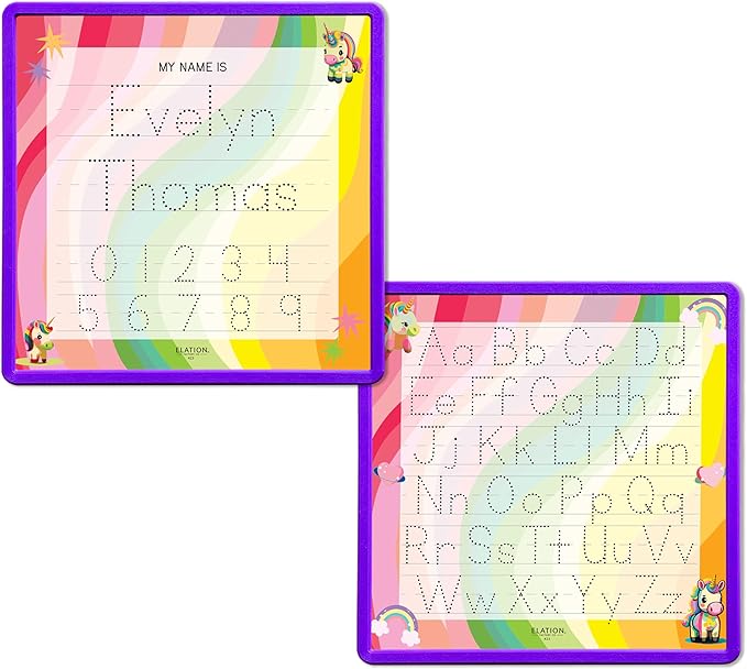 Kid's Name Tracing Board | Dry Erase Letter Tracing | Reusable Writing Practice Board | Personalized | Baby Unicorn Theme