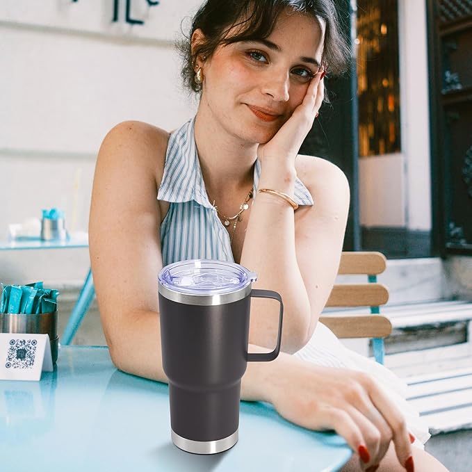 20 oz Tumbler with Handle and Lid, Stainless Steel Tumbler Insulated Travel Coffee Mug, Spill Proof Double Wall Vacuum Tumbler Cup Keep Drink Hot & Cold, Grey, 12 Pack