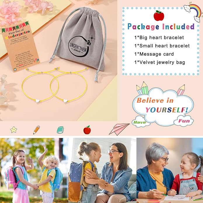 UNGENT THEM Big & Small Heart Bracelets Back to School Gifts for Girls