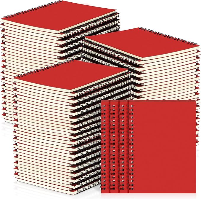 Yahenda 72 Pcs Spiral Notebooks, 1 Subject, Wide Ruled, Red