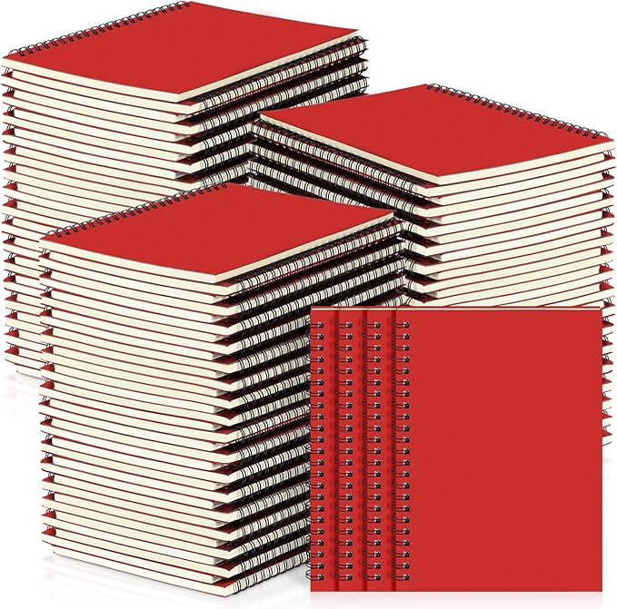 Yahenda 54 Pcs Spiral Notebooks, 1 Subject, Wide Ruled, Red