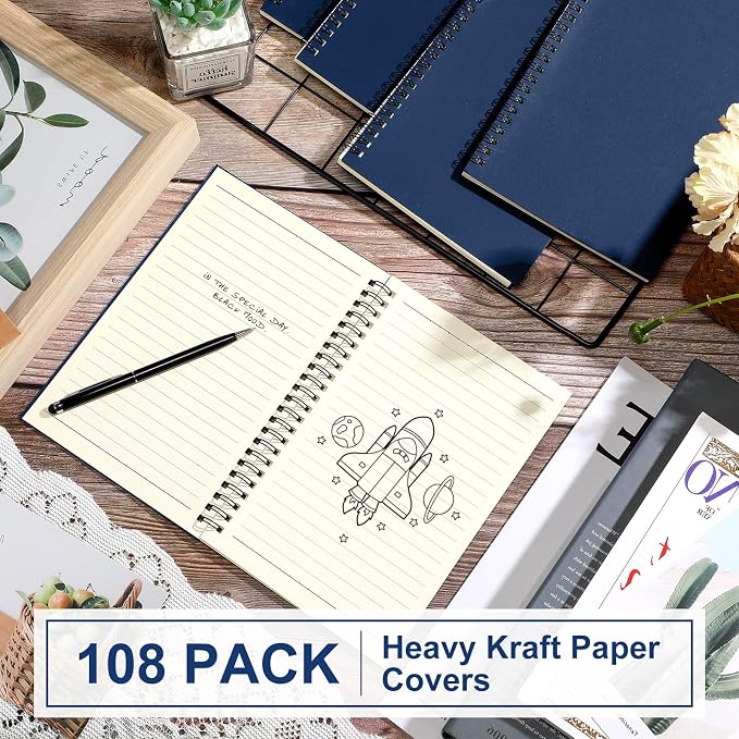 Yahenda 108 Pcs Spiral Notebooks, 1 Subject, Wide Ruled, Deep Blue