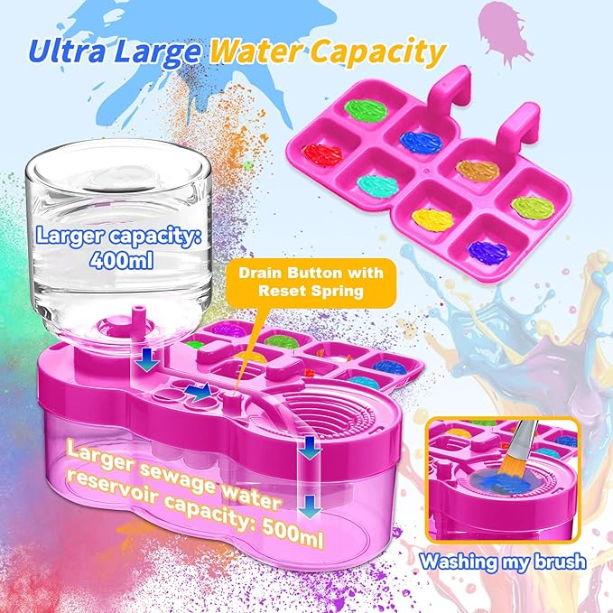 Paint Brush Cleaner, Multifunctional Acrylic Face Paint Brush Washing Station Brush Water Cup for All Purpose Oil Watercolor Painting Artist Professional Kit,Gift Art Supplies for Kid Adult