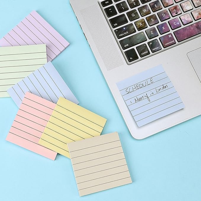 Mr. Pen- Lined Sticky Notes, 3" x 3", 12 Pads, 60 Sheets/Pad, Morandi Color, Bulk Sticky Notes with Lines, Ruled Post Stickies, Memo Pads, Self-Stick Note Pad for Office, School, Home, Study