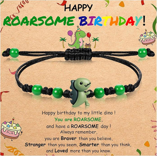 PEALICIOUS Dinosaur Bracelets for Boys, Back to School Birthday Son Gifts | First Day of Kindergarten Bracelet, Adjustable Dino Gifts Match Dinosaur Costume, Birthday Gifts for Boys Son Grandson